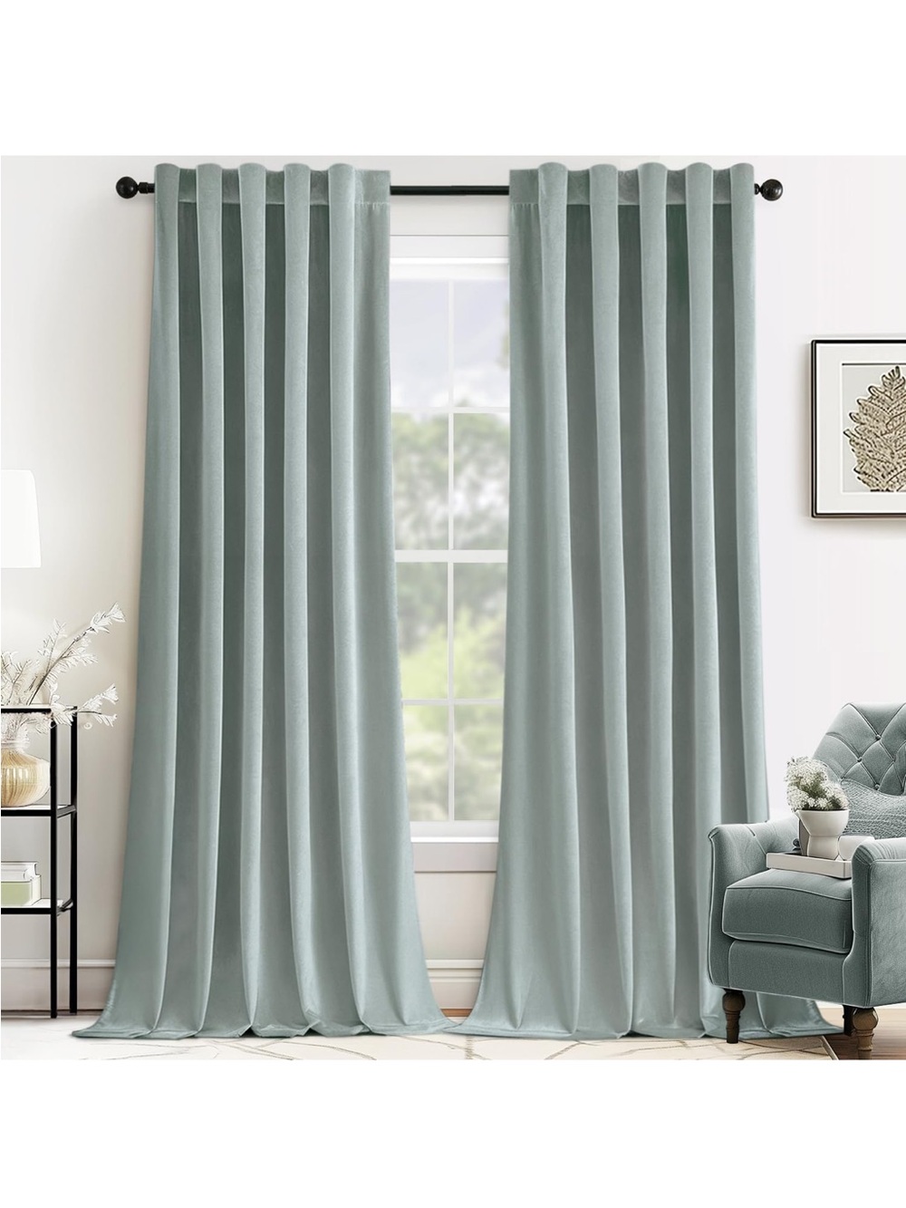 Home Accents Light Sage Green Blackout Curtain Panels - Set of 2